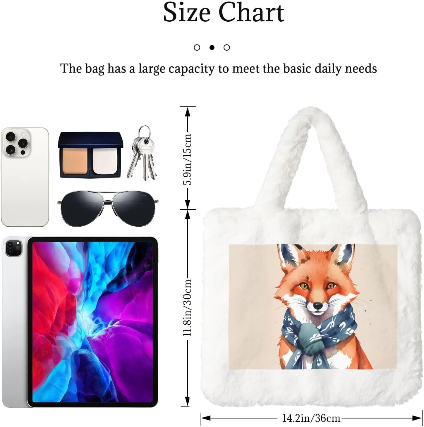 Tote Bag Shoulder Bag Flannel Faux Fur Tote Bag Handbag Fuzzy Bag White Tote Bag Purse