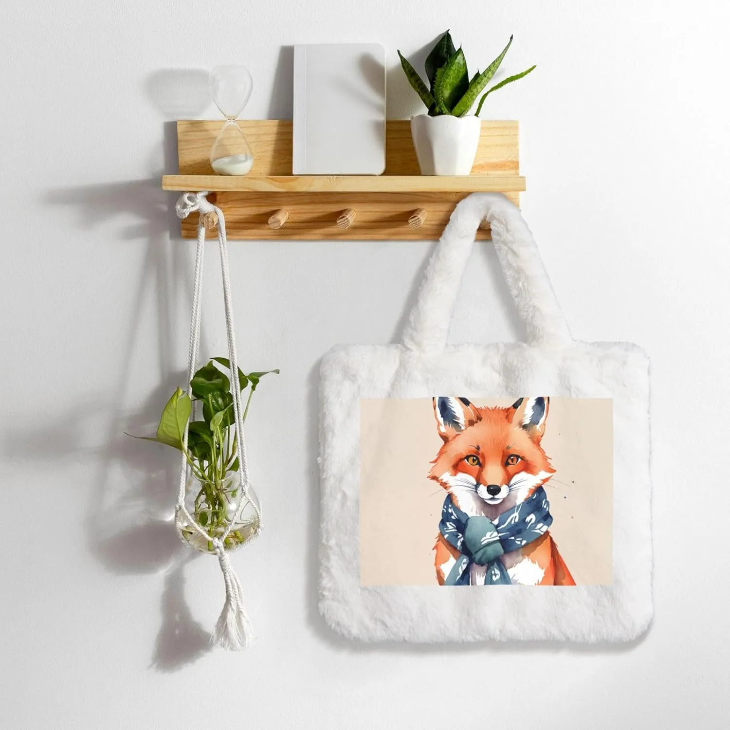 Tote Bag Shoulder Bag Flannel Faux Fur Tote Bag Handbag Fuzzy Bag White Tote Bag Purse