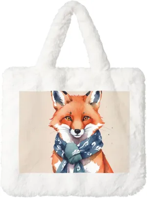 Tote Bag Shoulder Bag Flannel Faux Fur Tote Bag Handbag Fuzzy Bag White Tote Bag Purse