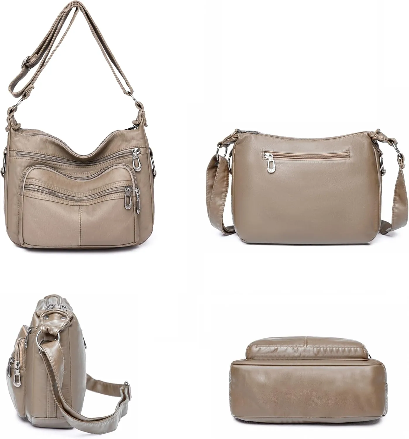 Tote Bags Crossbody for Women, Shoulder Purse Soft Leather Handbags Lightweight with Zip Closure Working Trave