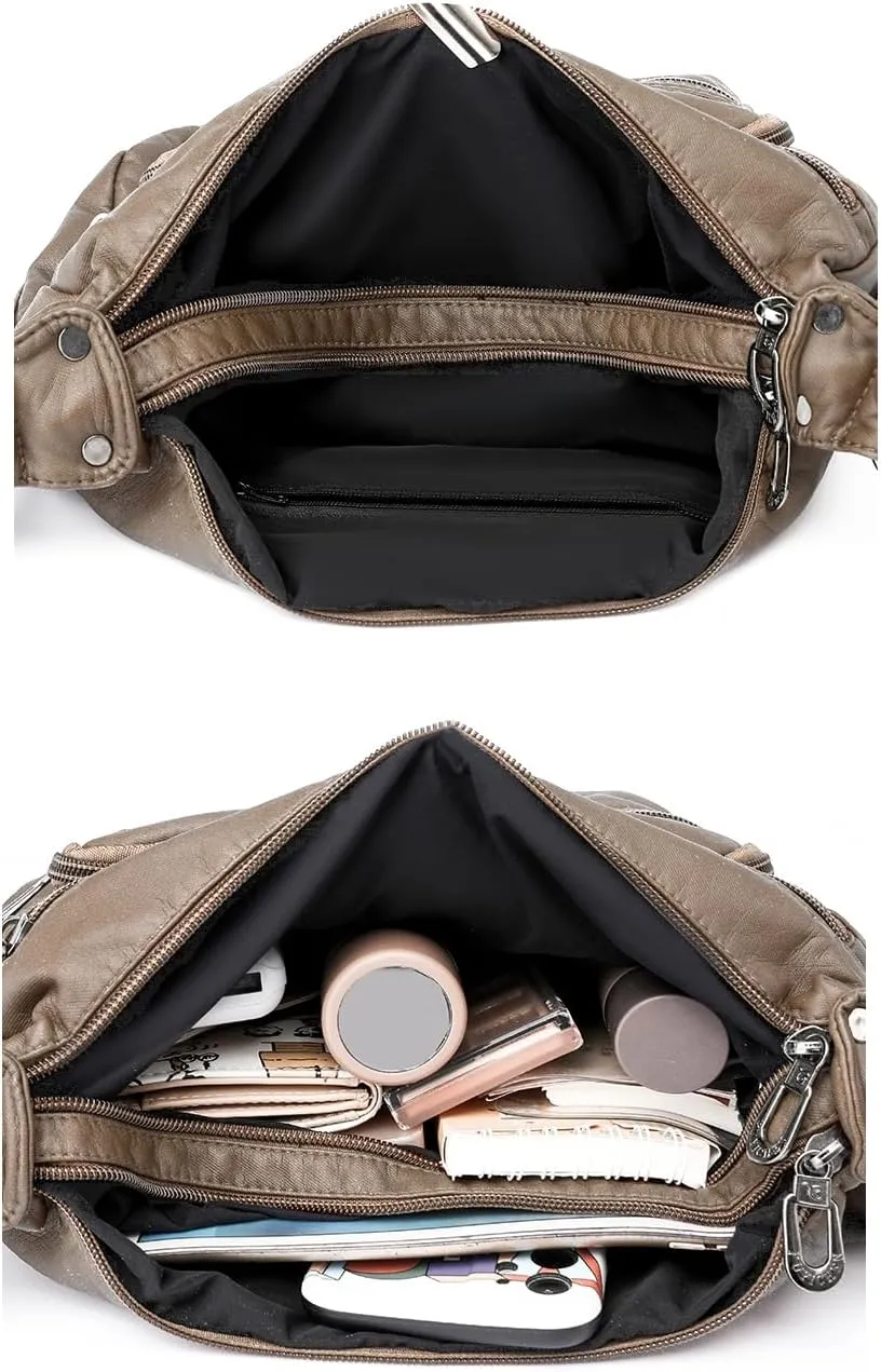 Tote Bags Crossbody for Women, Shoulder Purse Soft Leather Handbags Lightweight with Zip Closure Working Trave