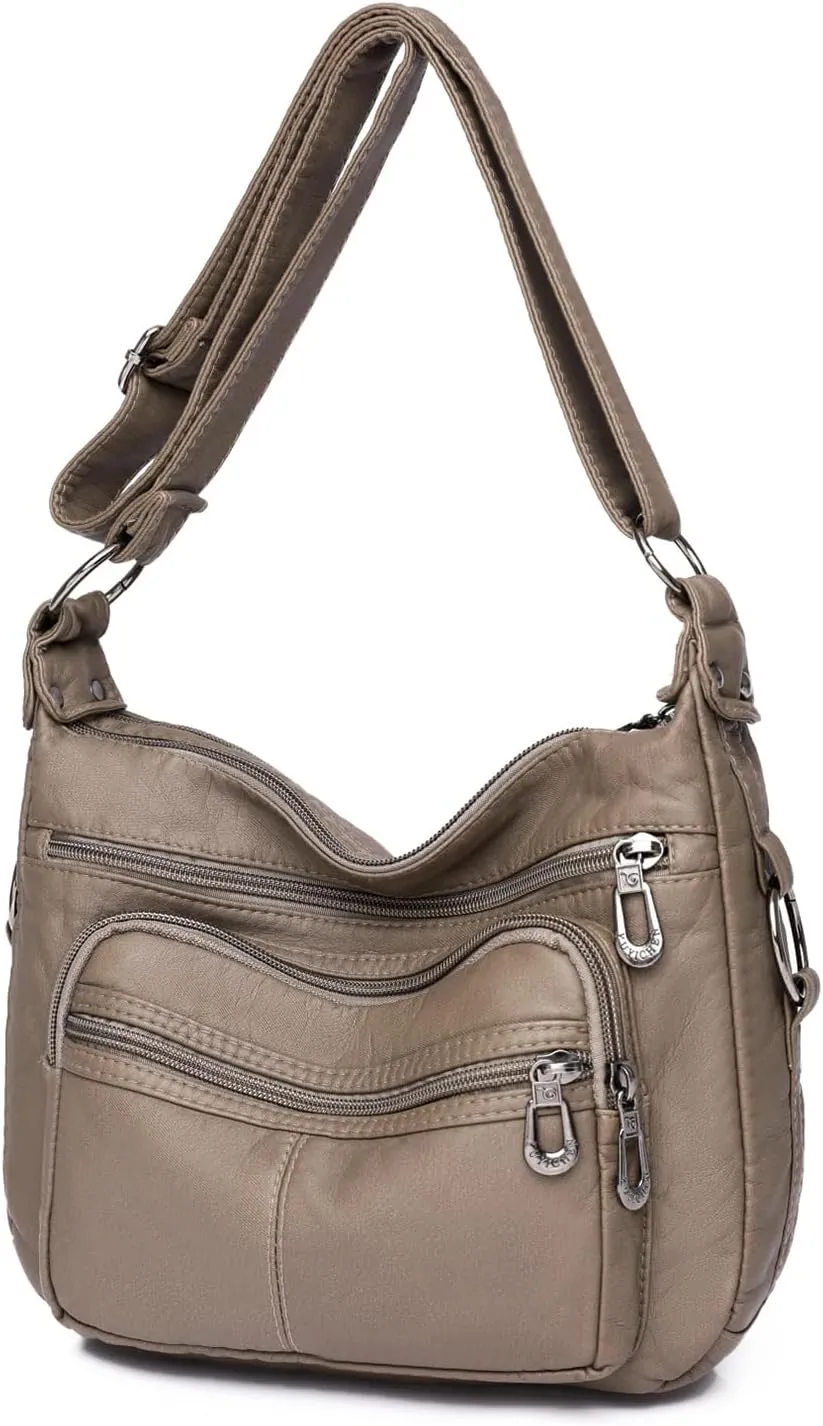 Tote Bags Crossbody for Women, Shoulder Purse Soft Leather Handbags Lightweight with Zip Closure Working Trave