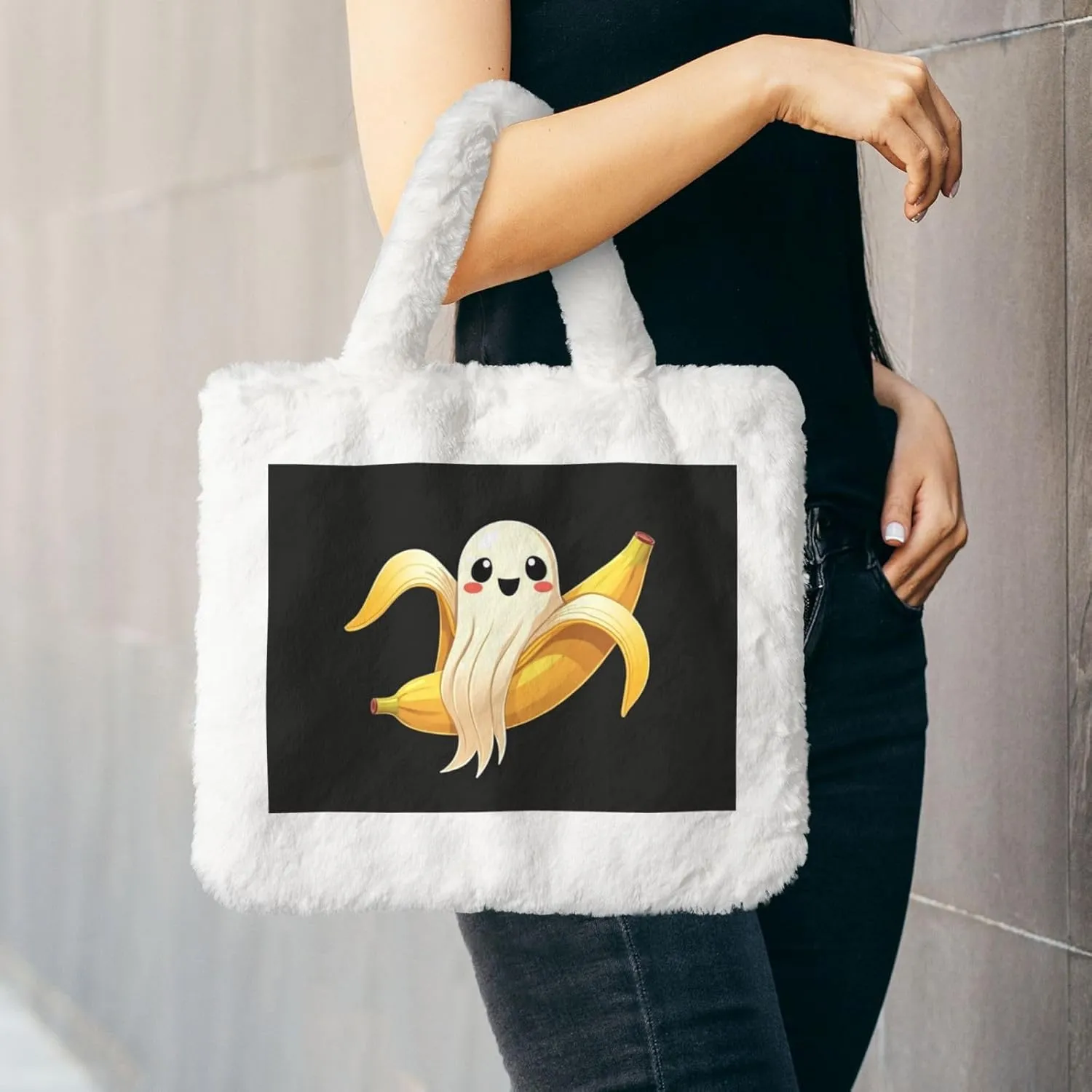 Tote Fluffy Bag Faux Fur Purses for Women Plush Handbag Cute Purse for Autumn Winter