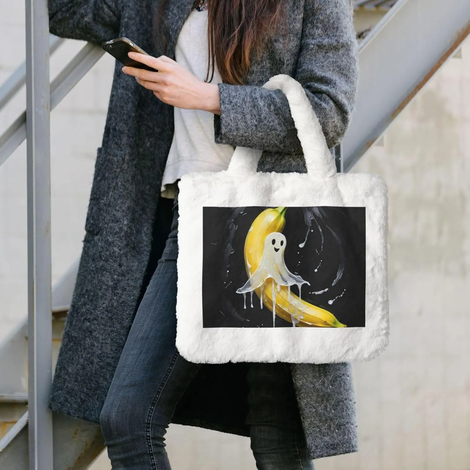 Tote Fluffy Bag Faux Fur Purses for Women Plush Handbag Cute Purse for Autumn Winter