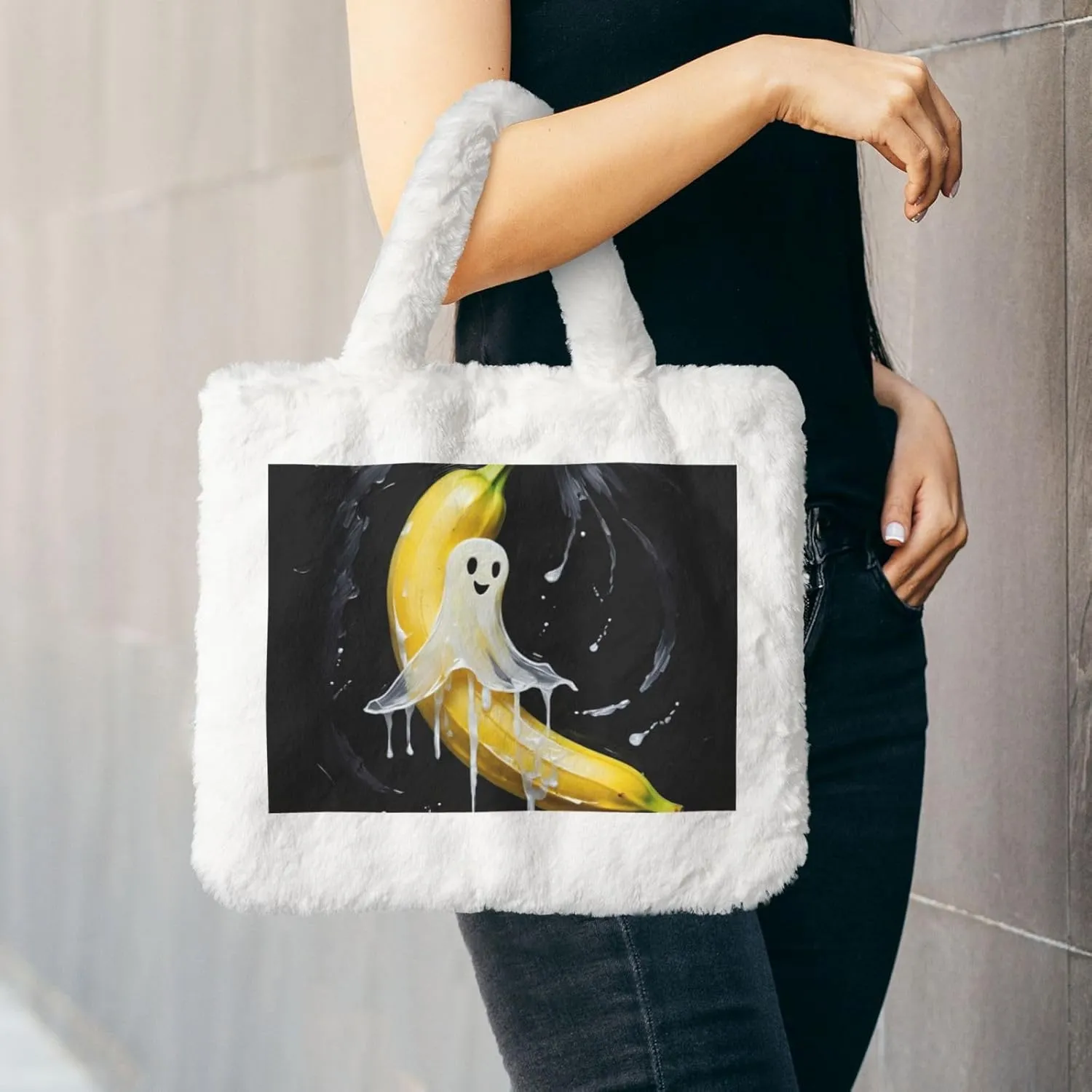 Tote Fluffy Bag Faux Fur Purses for Women Plush Handbag Cute Purse for Autumn Winter