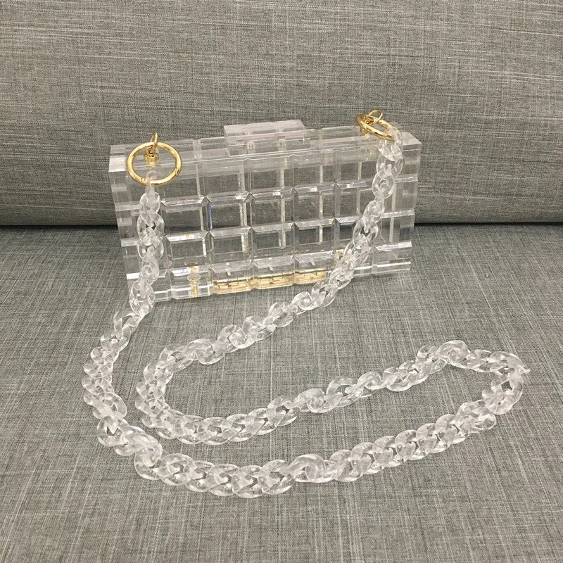 Transparent Clear Acrylic Box Handbag For Women Party Shoulder Bag