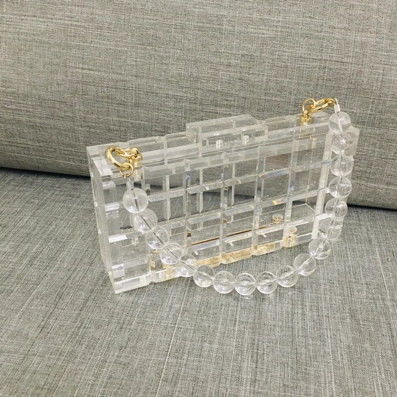 Transparent Clear Acrylic Box Handbag For Women Party Shoulder Bag