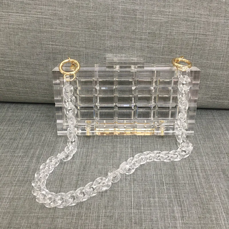 Transparent Clear Acrylic Box Handbag For Women Party Shoulder Bag