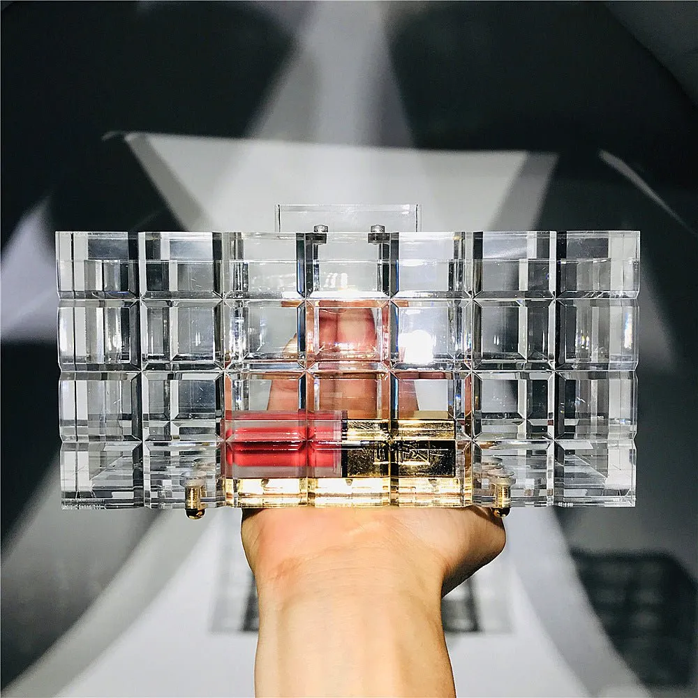 Transparent Clear Acrylic Box Handbag For Women Party Shoulder Bag