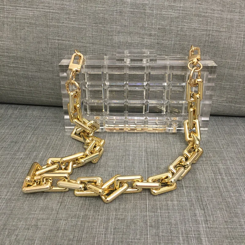 Transparent Clear Acrylic Box Handbag For Women Party Shoulder Bag