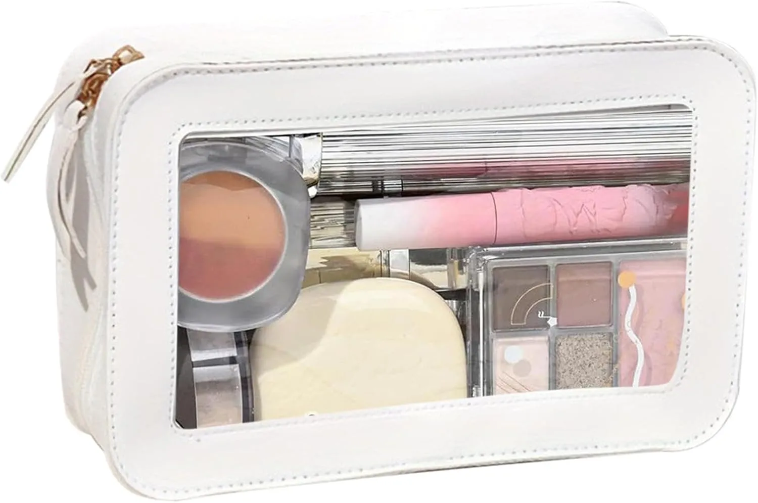 Transparent Cosmetic Bag,Transparent Makeup Bag - Cosmetic Bags with Zipper Car Organizer,Portable Makeup Organizer,Waterproof Travel Bag,Organiz, White, Consulte la descripción, See description