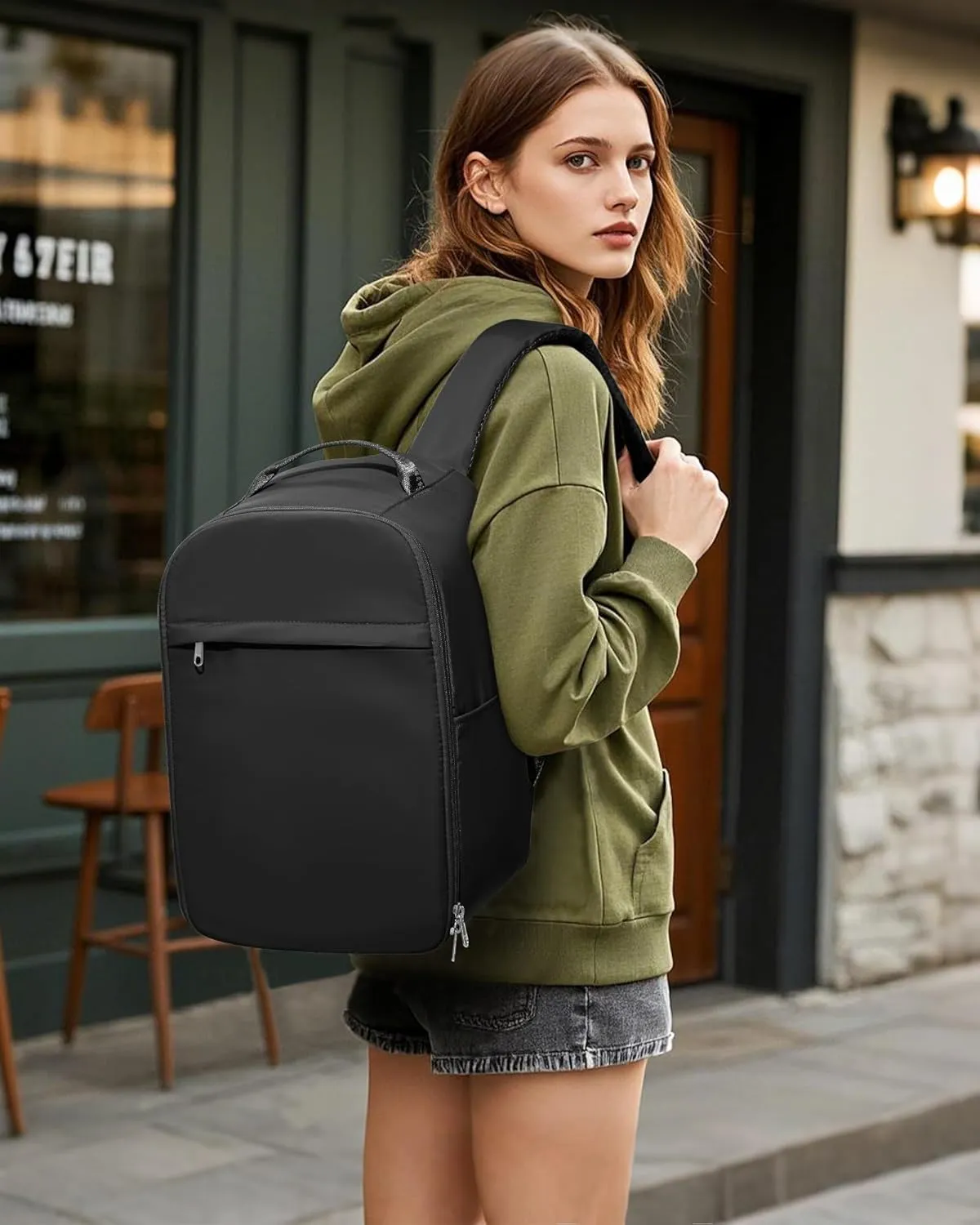 Travel Backpack for Women Men,Personal Item Backpack, Vacuum Storage Bags with Hand Pump,Airline Approved Backpack Hiking Business,20L,Black