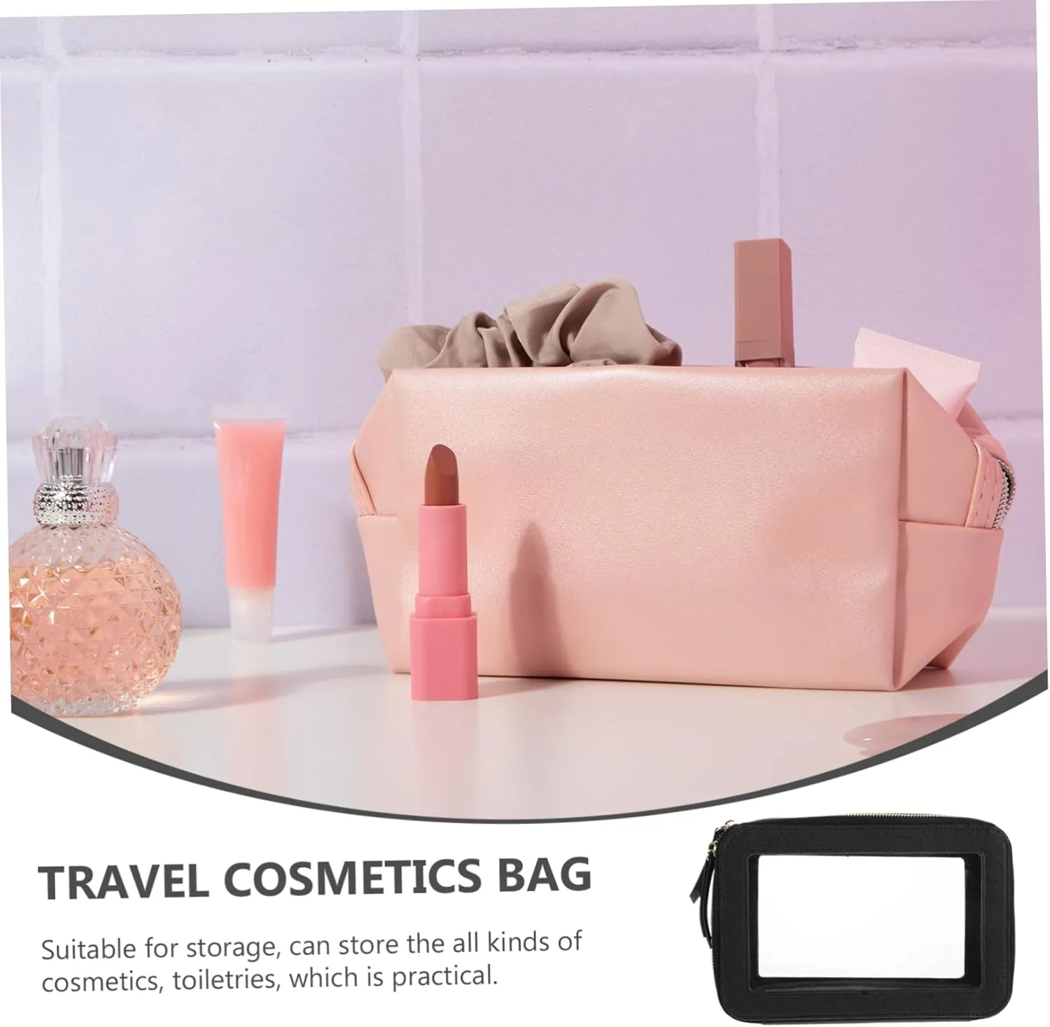 Travel Cosmetics Bag Smooth Zipper Make up Storage Organizer Compact Portable Toiletry Bag