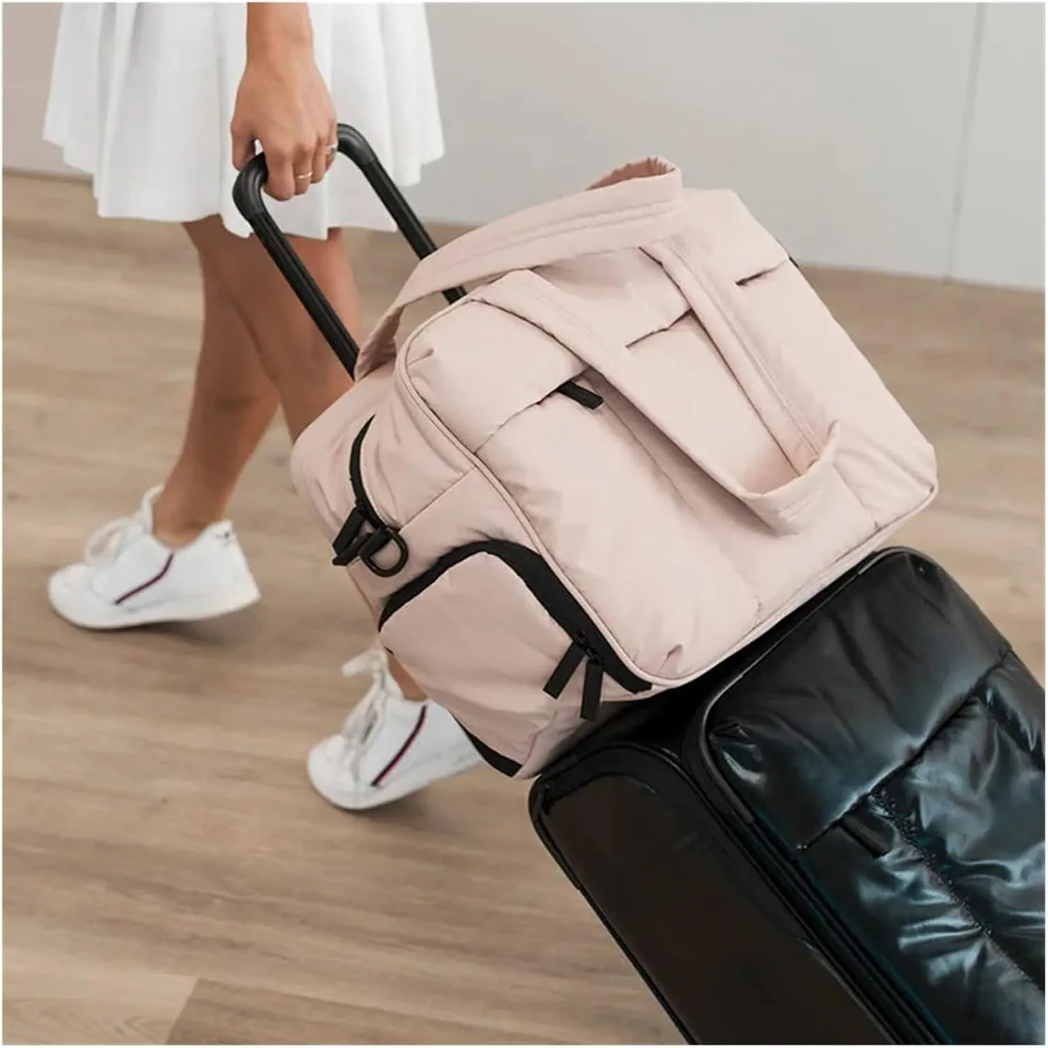 Travel Duffel Bag Down Duffel Bag Large Capacity Women Shoulder Bags Multifunctional Large Capacity Dry Wet Separation Hand Bag(Pink)