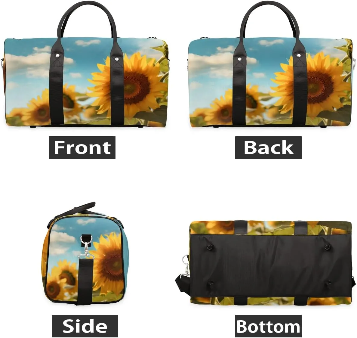 Travel Duffel Bag, Sunflower Flower Floral Sports Tote Gym Bag Foldable Western Aztec Weekender Bag Carry on Luggage Handle Bag Overnight Shoulder Bag for Women Men,A-729