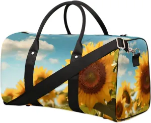 Travel Duffel Bag, Sunflower Flower Floral Sports Tote Gym Bag Foldable Western Aztec Weekender Bag Carry on Luggage Handle Bag Overnight Shoulder Bag for Women Men,A-729
