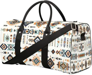 Travel Duffle Bag Mystical Aztec Geometric Pattern Foldable Travel Bags for Men Women, 17 Inch Gym Bag Workout Bag Carry on Weekender Overnight Bag for Gym Travel