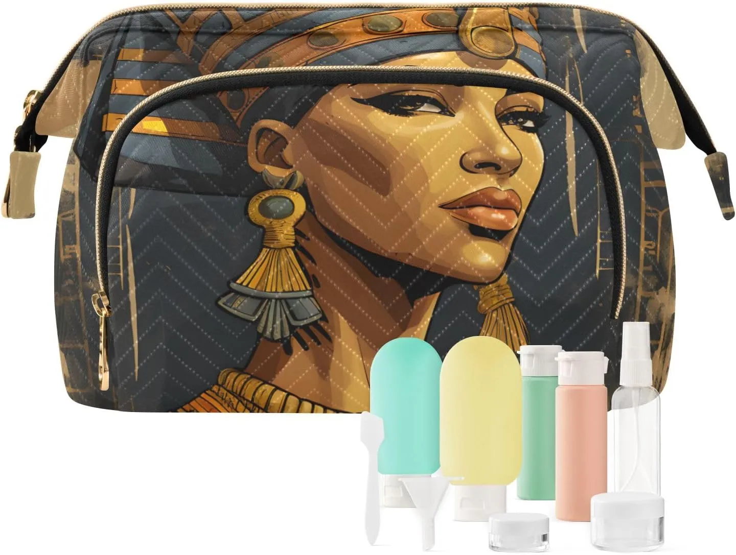 Travel Makeup Bag Egypt Queen Portrait Large Capacity Cosmetic Bags for Women