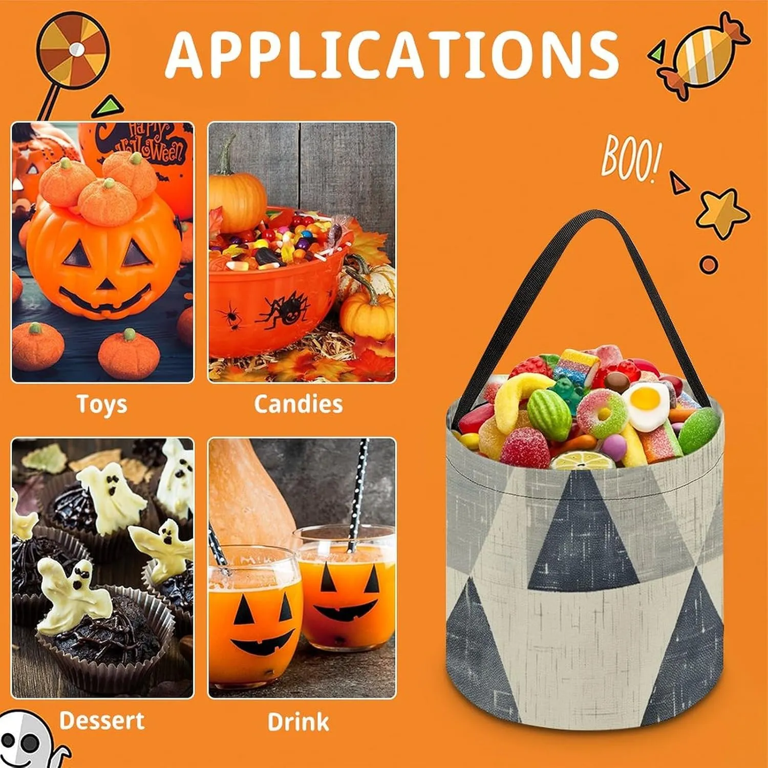 Trick Or Treat Bags Halloween Tote Bag Halloween Candy Buckets Tree And Bear Gift Bags Candy Bags for Halloween