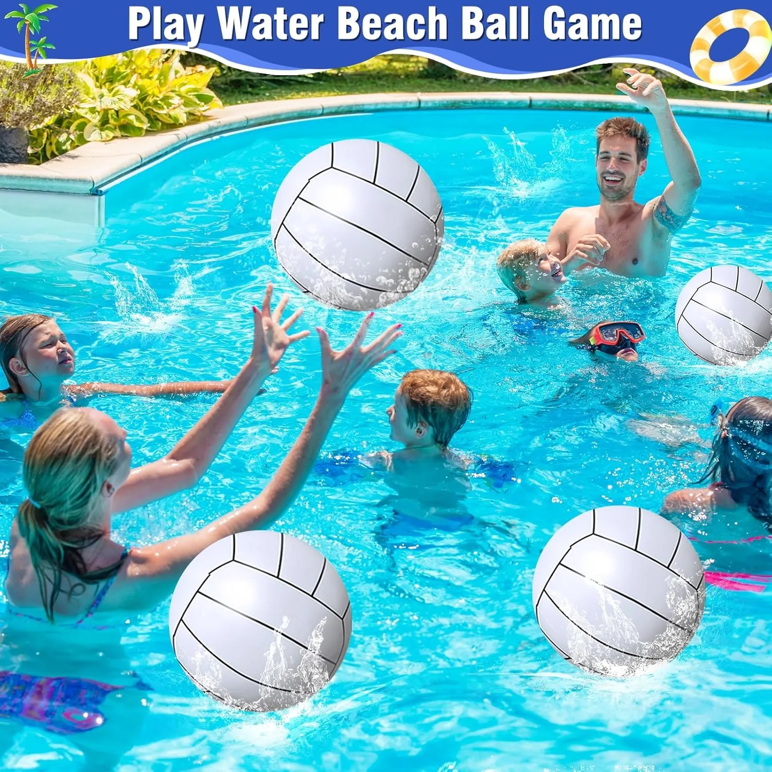 TURNMEON 12 Pack Inflatable Volleyball Beach Balls 16 Inch Beach Ball for Summer Pool Party, Pool Sports Ball Swimming Pool Game for Kid & Adult Pool Toys for Pool Beach Outdoor Indoor School