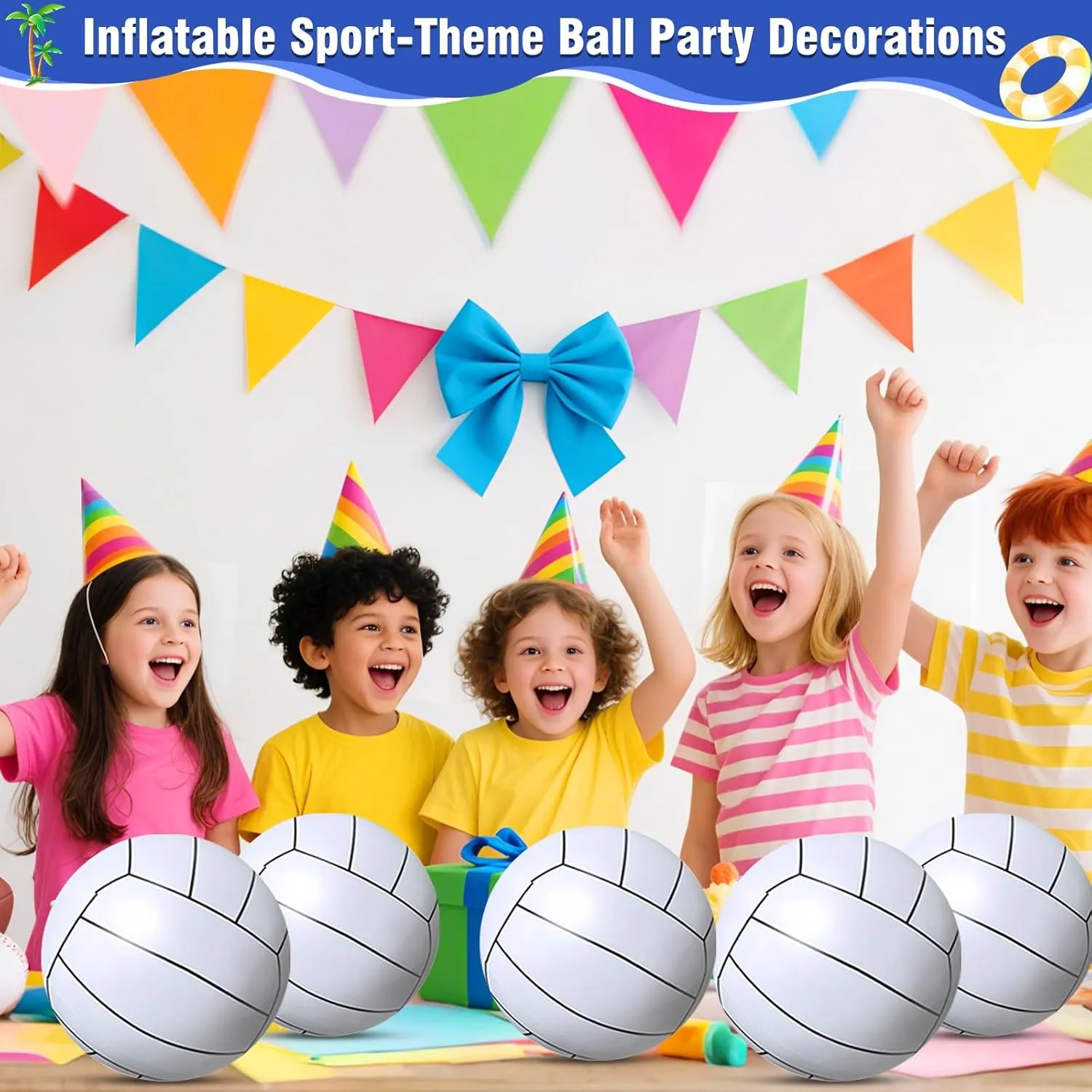TURNMEON 12 Pack Inflatable Volleyball Beach Balls 16 Inch Beach Ball for Summer Pool Party, Pool Sports Ball Swimming Pool Game for Kid & Adult Pool Toys for Pool Beach Outdoor Indoor School
