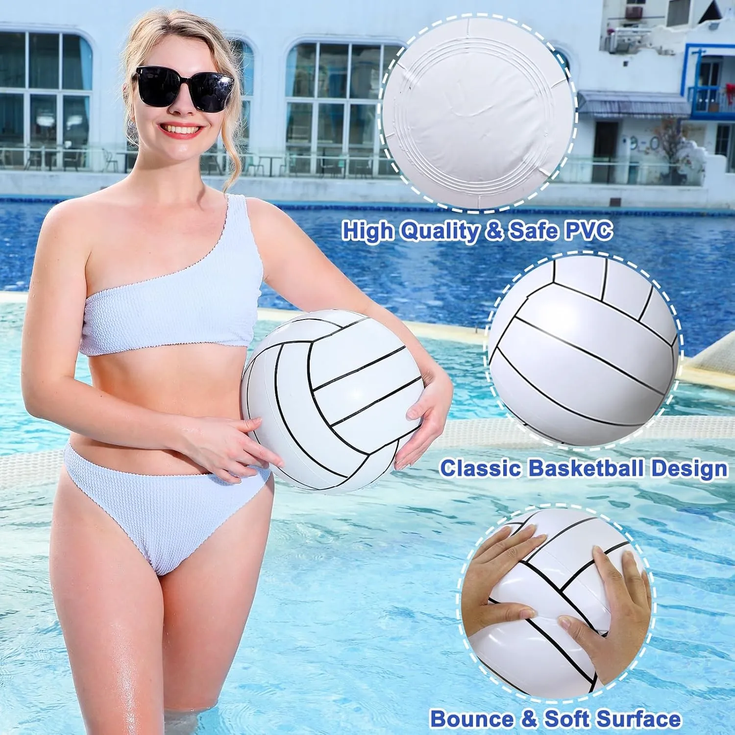 TURNMEON 12 Pack Inflatable Volleyball Beach Balls 16 Inch Beach Ball for Summer Pool Party, Pool Sports Ball Swimming Pool Game for Kid & Adult Pool Toys for Pool Beach Outdoor Indoor School