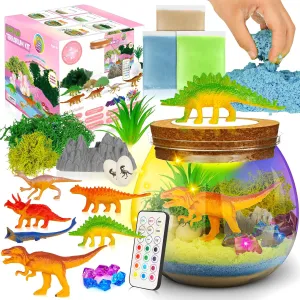 Tywop Unicorn Terrarium Kit with Color-Changing LED Lights & Remote | DIY Night Light Dinosaur Educational Science Craft for Girls Ages 4-12 | Ultimate Birthday & Christmas Gift