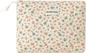 uekeboag Quilted Corduroy Makeup Bag,Coquette Quilted Toiletry Bag for Women and Girls,Floral Coquette Pouch,Cute Kawaii Travel Cosmetic Bags(04 Corduroy Flowers)