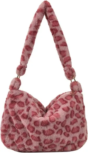 Underarm Bag Women Printing Plush Shoulder Large Tote Handbags Plush material, suitable for daily, leisure, shopping, travel
