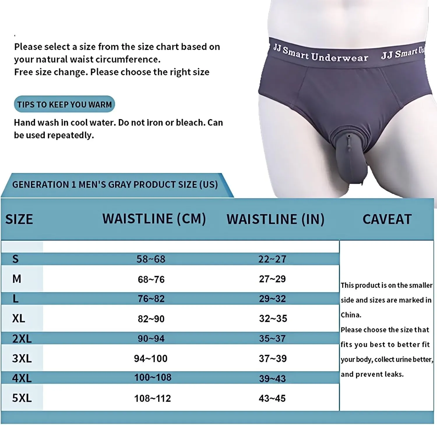 Urine Bags for Men - Washable Incontinence Underwear for Men, Reusable Mens Incontinence Briefs, Incontinence Protective Briefs & Underwear, 4XL