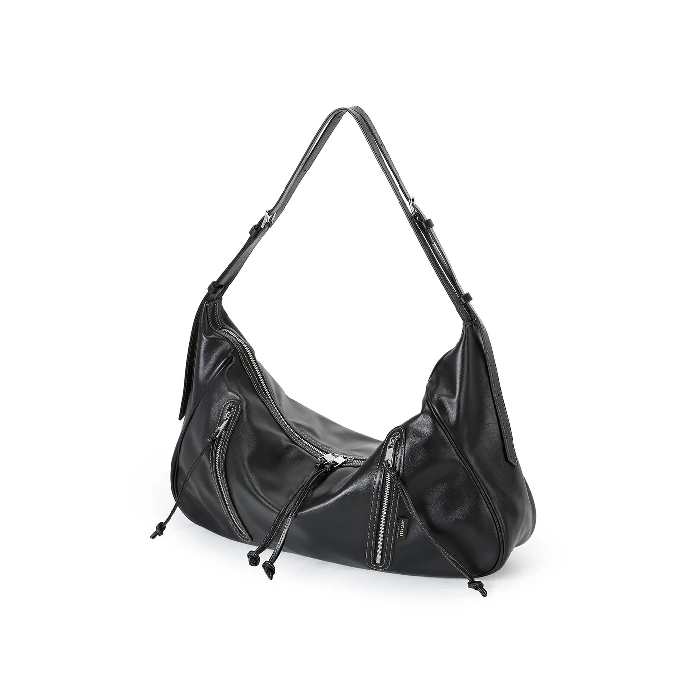 Ursula V11 En 2 Styles Grand Sac Drapé Hobo Ou Bandoulière - Noir