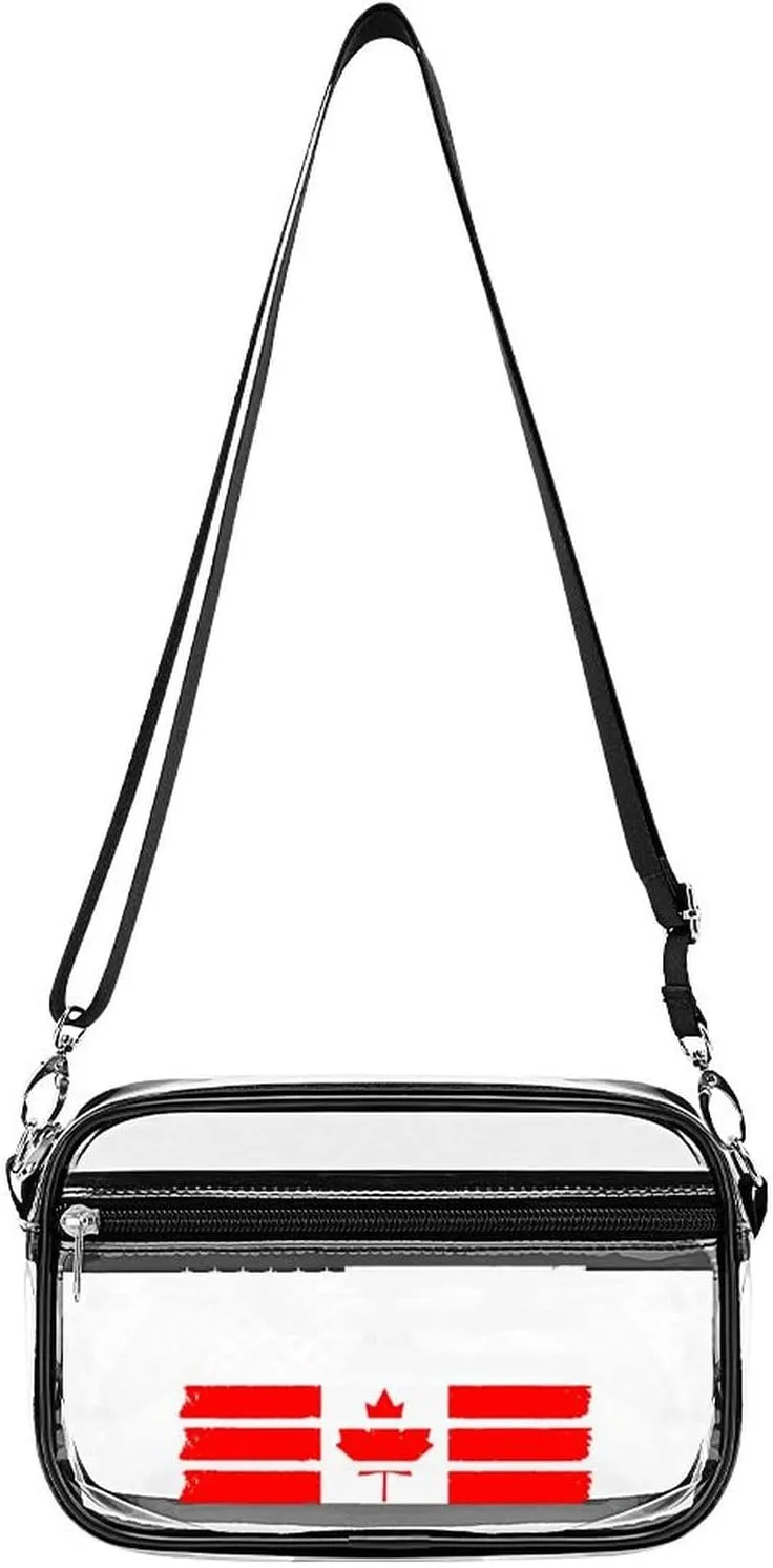 U.S Canada Flag Fashion Shoulder Bag PVC Transparent Women Crossbody Bags Cute Handbag Cosmetic Bag
