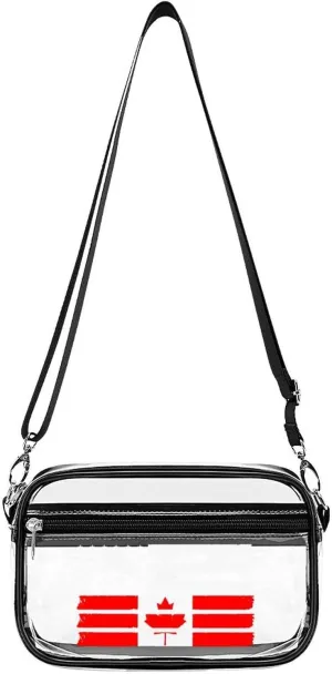 U.S Canada Flag Fashion Shoulder Bag PVC Transparent Women Crossbody Bags Cute Handbag Cosmetic Bag