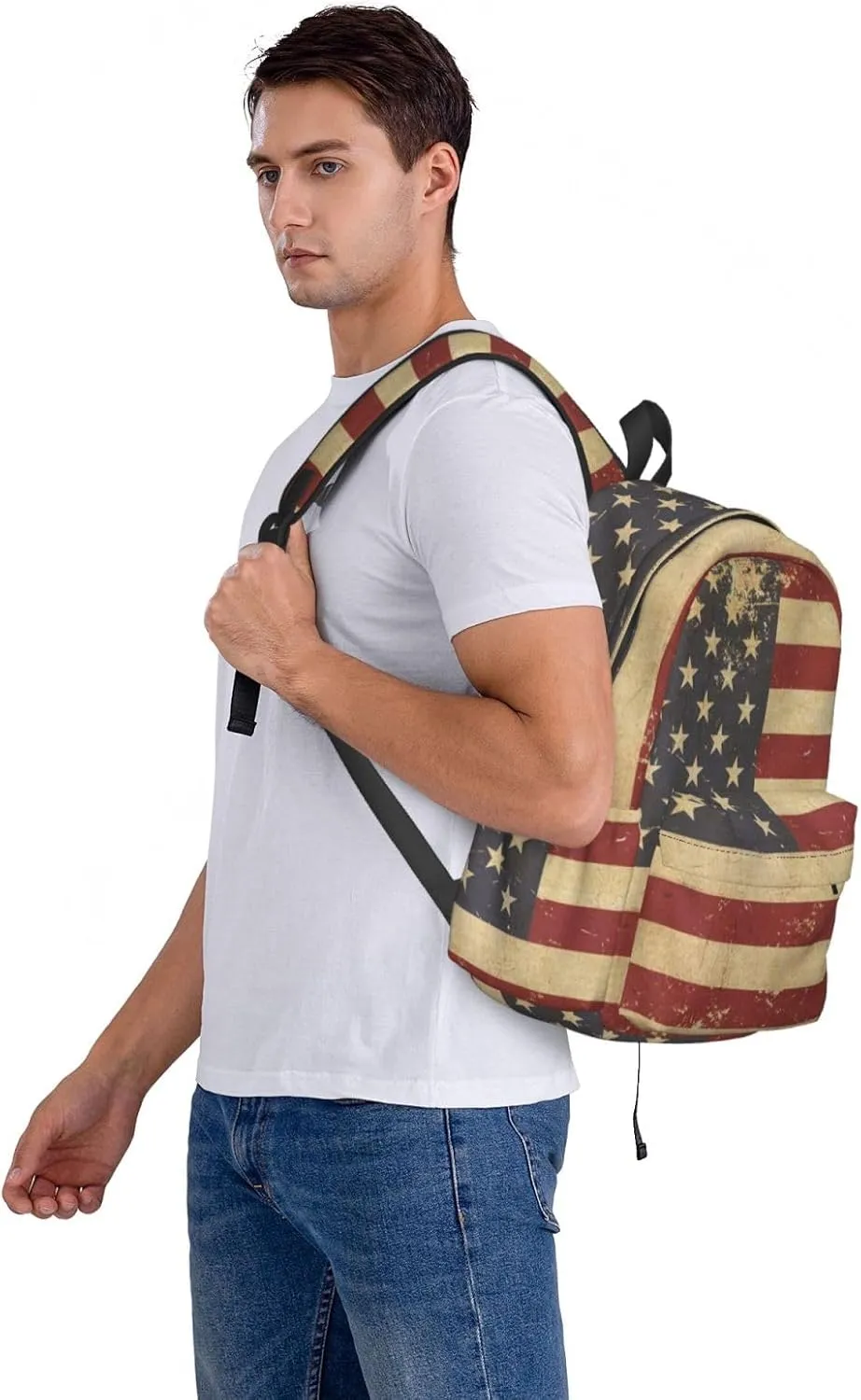 USA Flag Backpack Large Capacity Backpack Lightweight Double Shoulder Bag For Women Men Travel