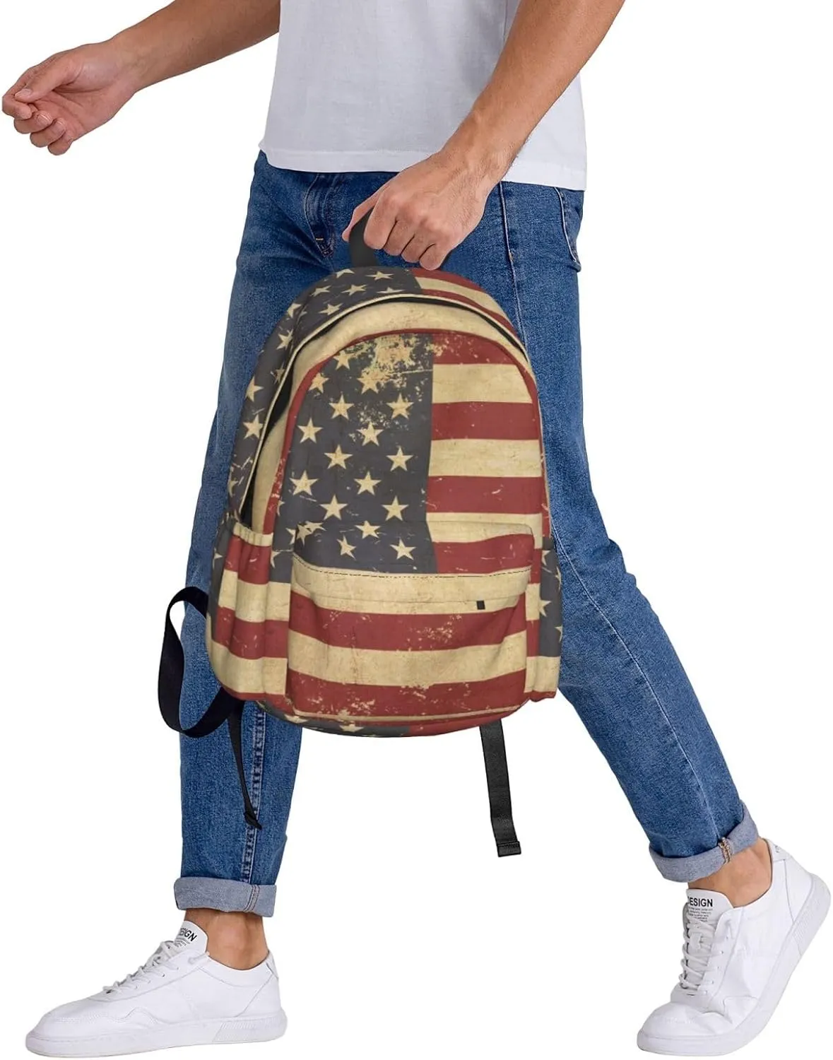USA Flag Backpack Large Capacity Backpack Lightweight Double Shoulder Bag For Women Men Travel