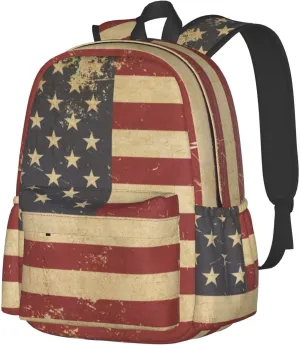 USA Flag Backpack Large Capacity Backpack Lightweight Double Shoulder Bag For Women Men Travel