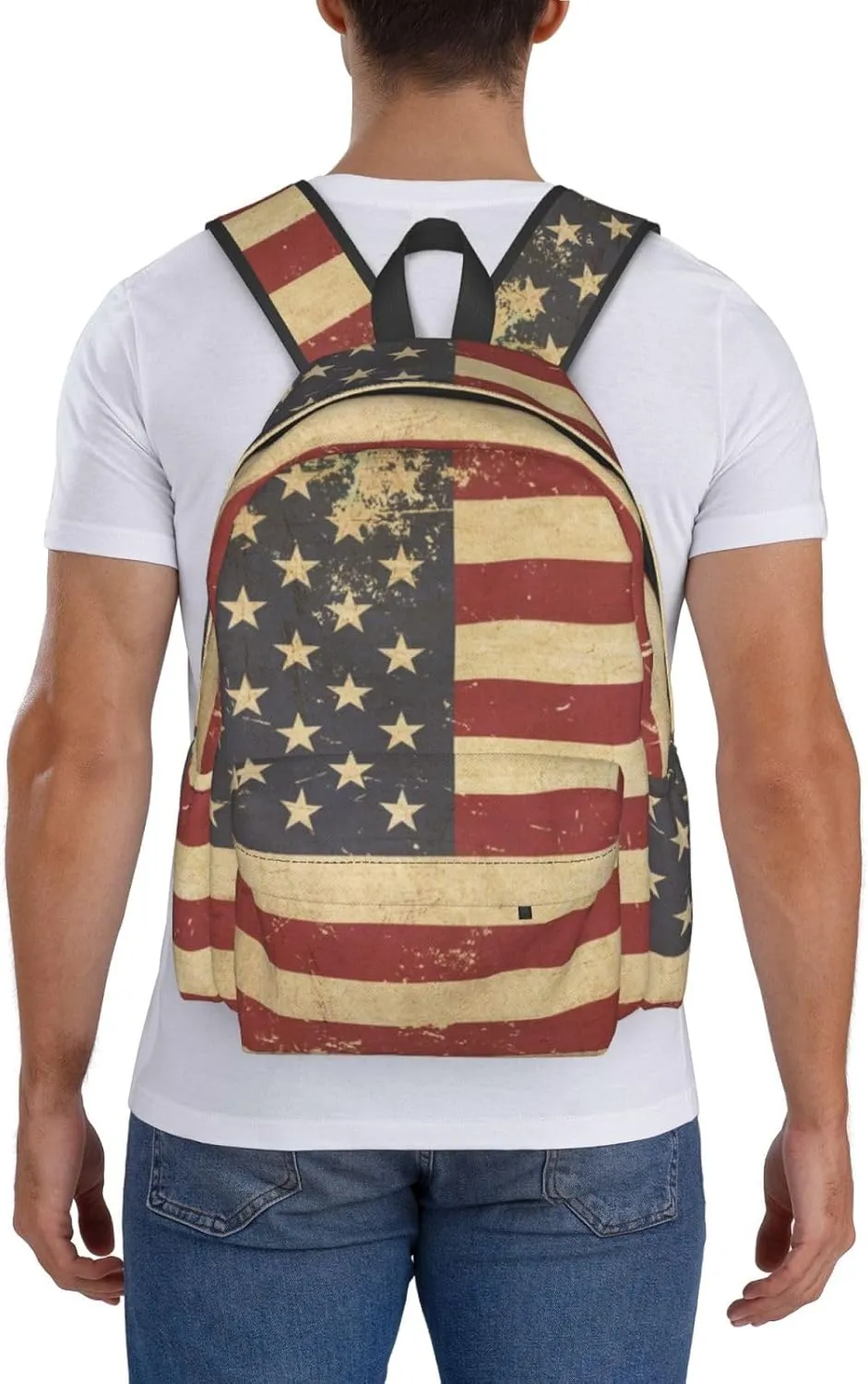 USA Flag Backpack Large Capacity Backpack Lightweight Double Shoulder Bag For Women Men Travel