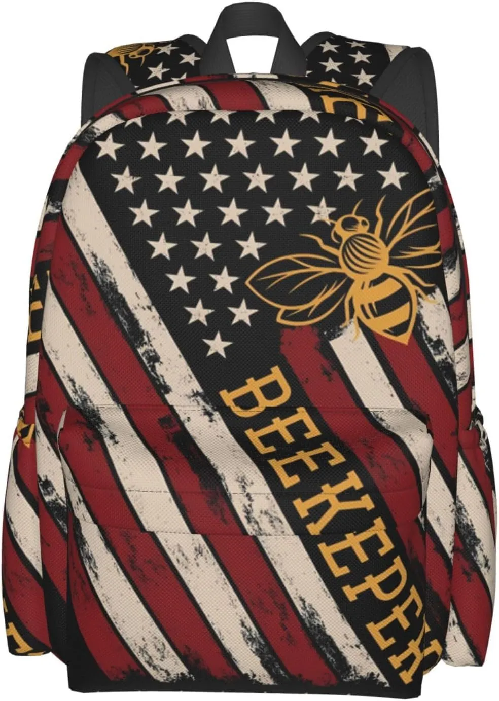 USA Flag Beekeeper Backpack Casual Laptop Backpack Large Capacity Double Shoulder Bag Travel Daypack For Women Men