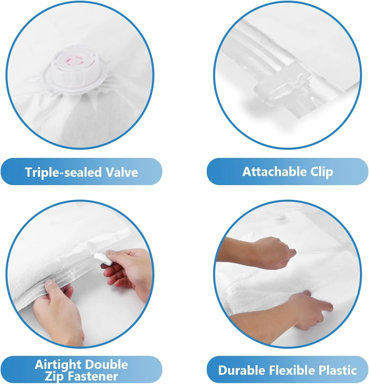 Vacuum Seal Bags for Clothing Travel, 10 Pack Space Saver Vacuum Storage Bags with Electric Pump,Portable Compression Sealer for Clothes, Blankets, Bedding & Travel Essentials,Good for Luggage Packing