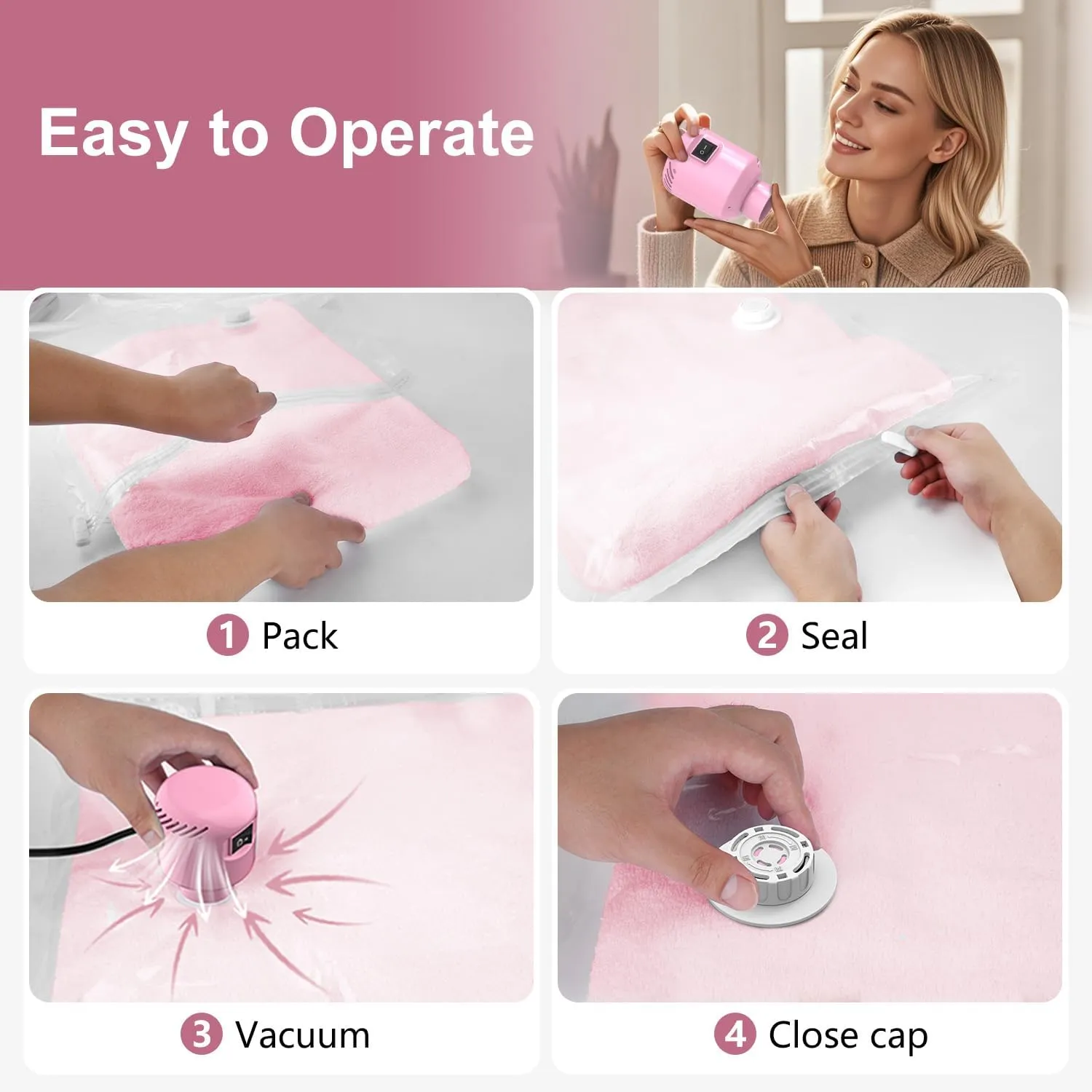 Vacuum Seal Bags for Clothing Travel, 16 Pack Space Saver Vacuum Storage Bags with Electric Pump,Portable Compression Sealer for Clothes,Blankets,Bedding & Travel Essentials,Good for Luggage Packing