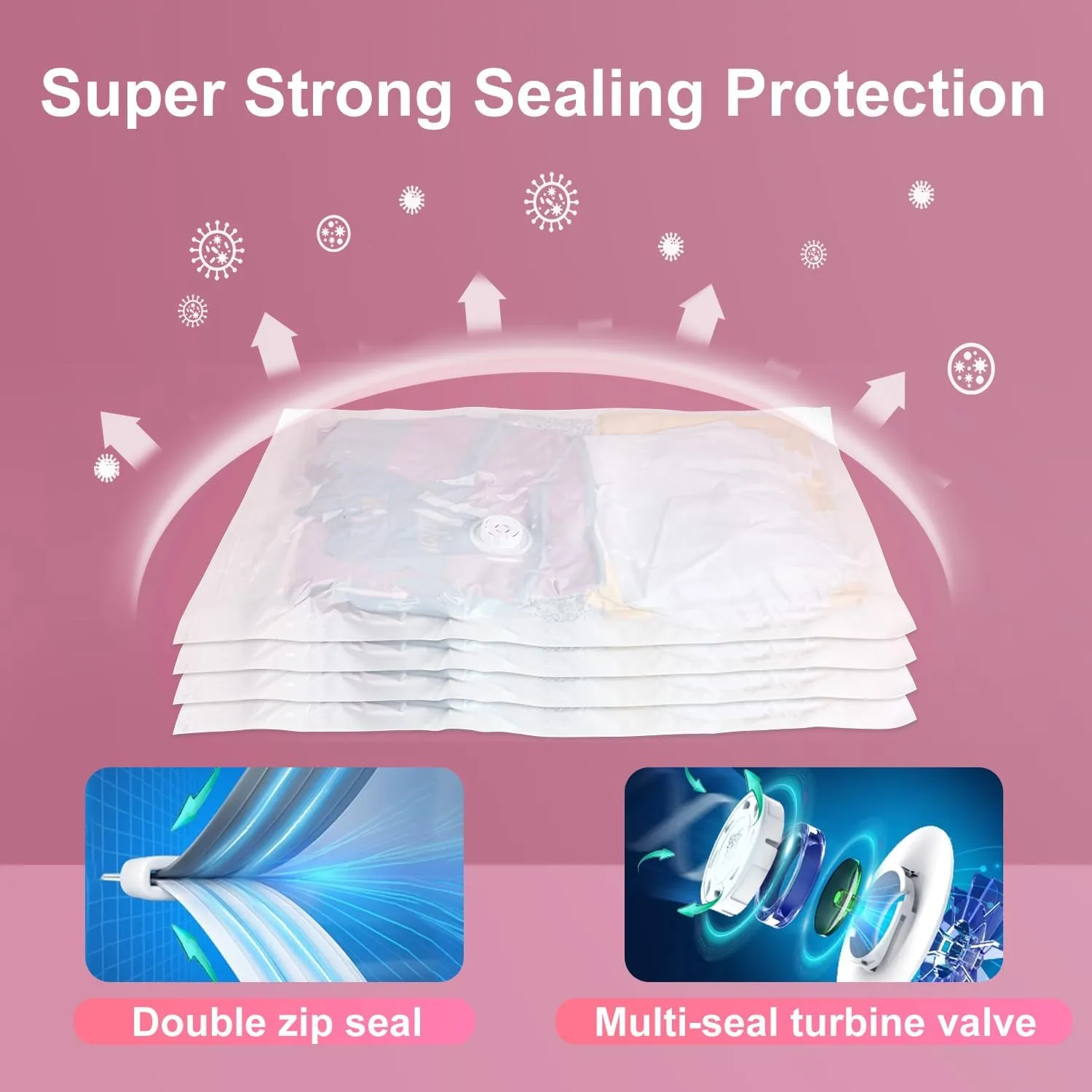Vacuum Seal Bags for Clothing Travel, 16 Pack Space Saver Vacuum Storage Bags with Electric Pump,Portable Compression Sealer for Clothes,Blankets,Bedding & Travel Essentials,Good for Luggage Packing