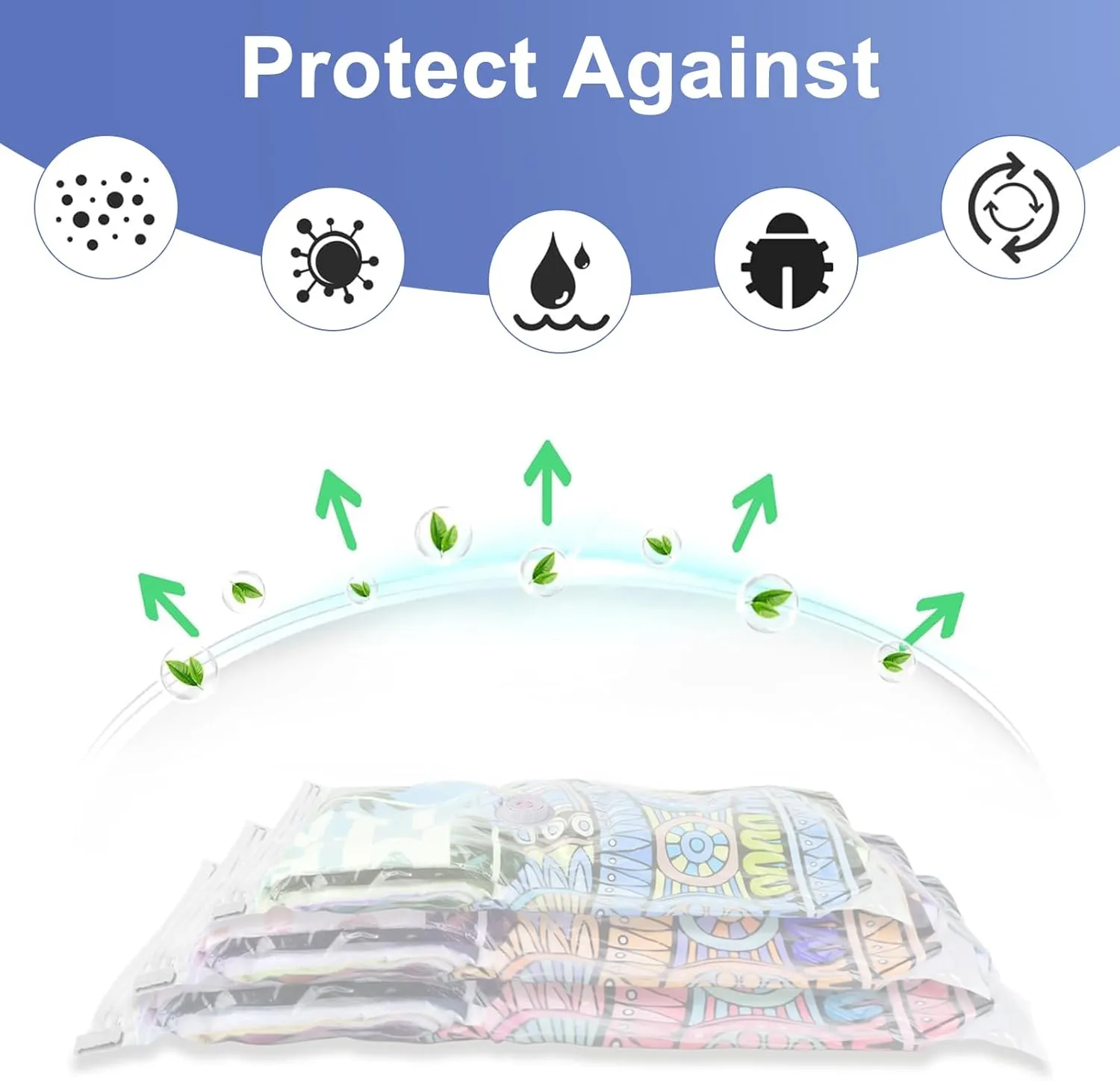 Vacuum Seal Bags for Clothing Travel, 5 Pack Space Saver Vacuum Storage Bags with Electric Pump,Portable Compression Sealer for Clothes, Blankets, Bedding & Travel,Good for Storage and Organization