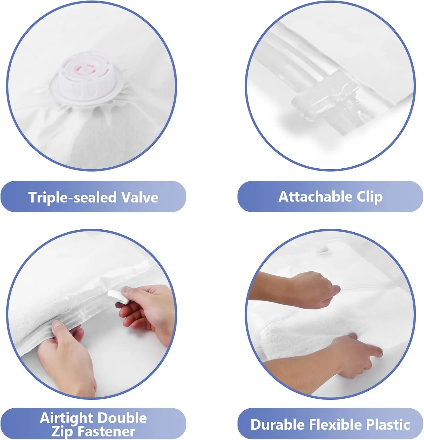 Vacuum Seal Bags for Clothing Travel, 5 Pack Space Saver Vacuum Storage Bags with Electric Pump,Portable Compression Sealer for Clothes, Blankets, Bedding & Travel,Good for Storage and Organization