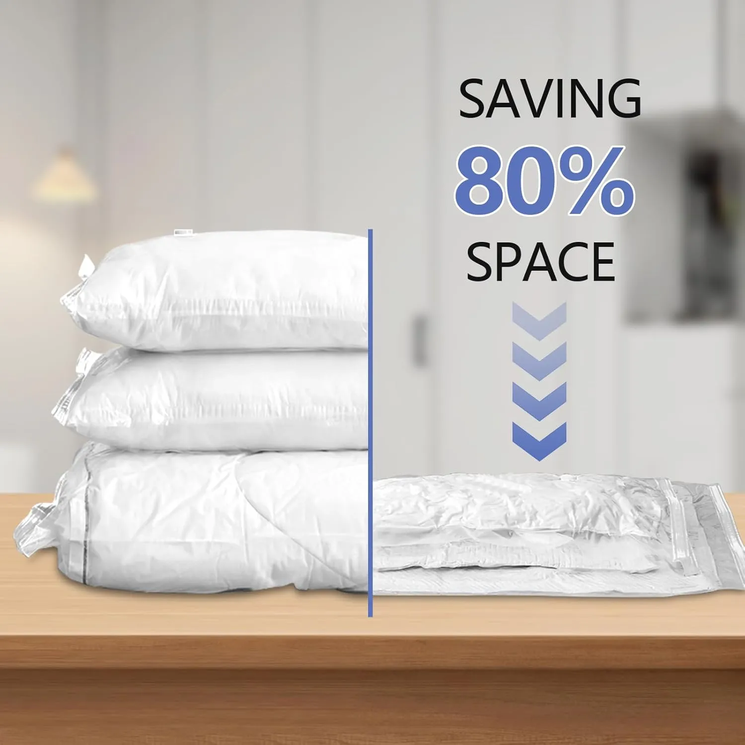 Vacuum Seal Bags for Clothing Travel, 5 Pack Space Saver Vacuum Storage Bags with Electric Pump,Portable Compression Sealer for Clothes, Blankets, Bedding & Travel,Good for Storage and Organization
