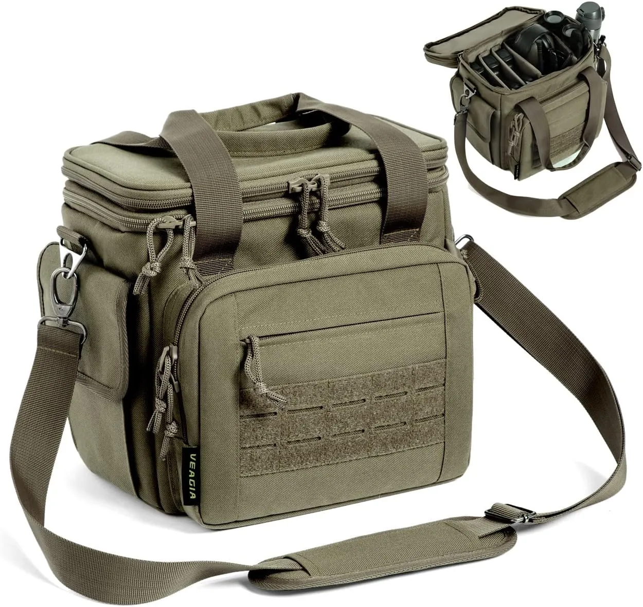 VEAGIA Range Bag,Pistol Case,Soft Gun Case Range Bags For Handguns And Ammo Safe Lockable Double Layer Explosion Proof Zipper That Multi Pistol Carrying Bags (ArmyGreen 1.0)