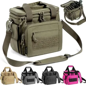 VEAGIA Range Bag,Pistol Case,Soft Gun Case Range Bags For Handguns And Ammo Safe Lockable Double Layer Explosion Proof Zipper That Multi Pistol Carrying Bags (ArmyGreen 1.0)