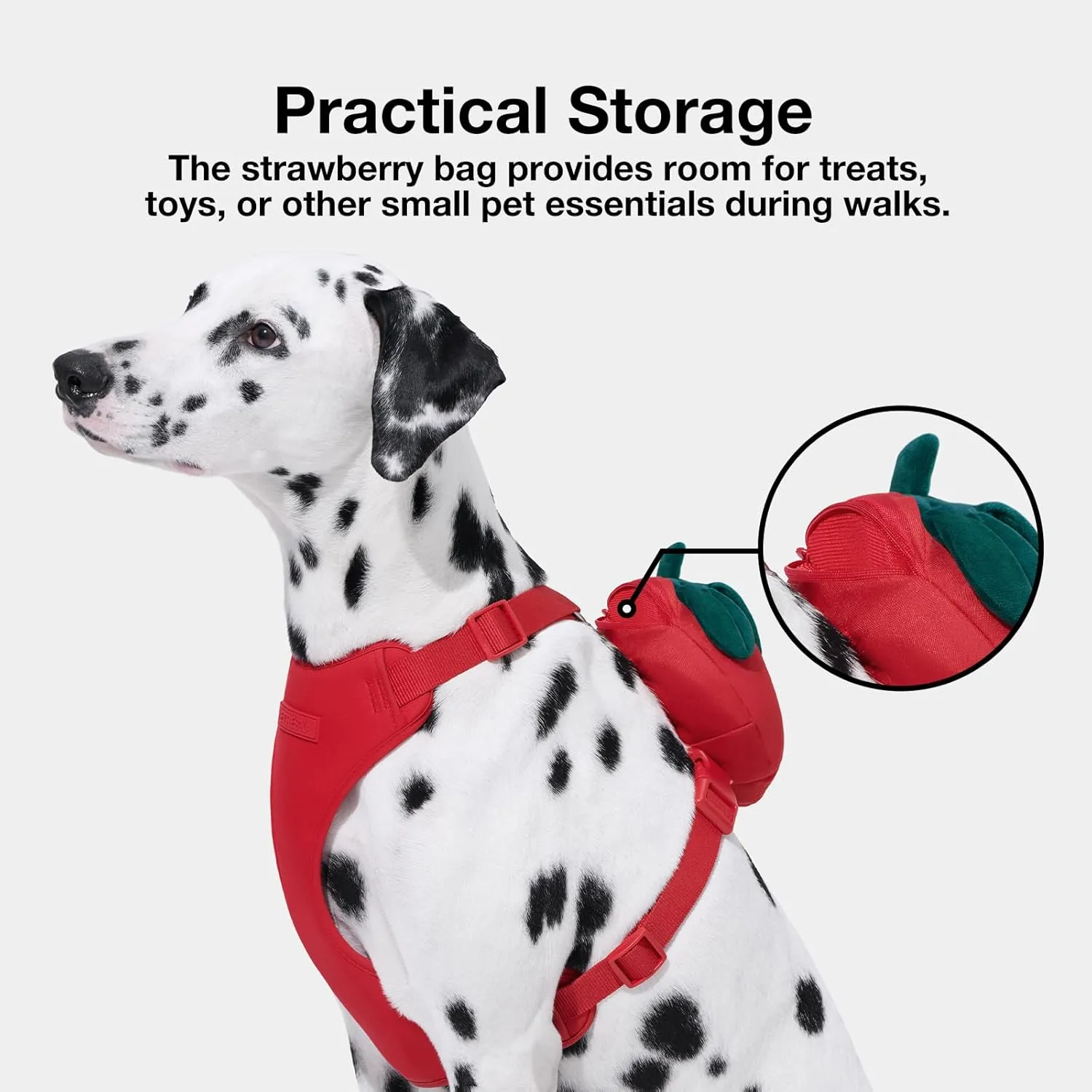 VETRESKA Strawberry Dog Harness and Leash Set, No Pull Dog Vest Harness for Medium Large Dogs, Walking and Training, Adjustable, Easy Control and Soft Padded Pet Harness and Backpack (L)