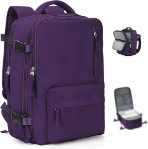VGCUB Large Travel Backpack with Vacuum System Carry on Personal Item Storage Compression Seal Bags for Clothing with Pump Work Business Vacpack Airback Laptop Backpack for Women Men Dark Purple