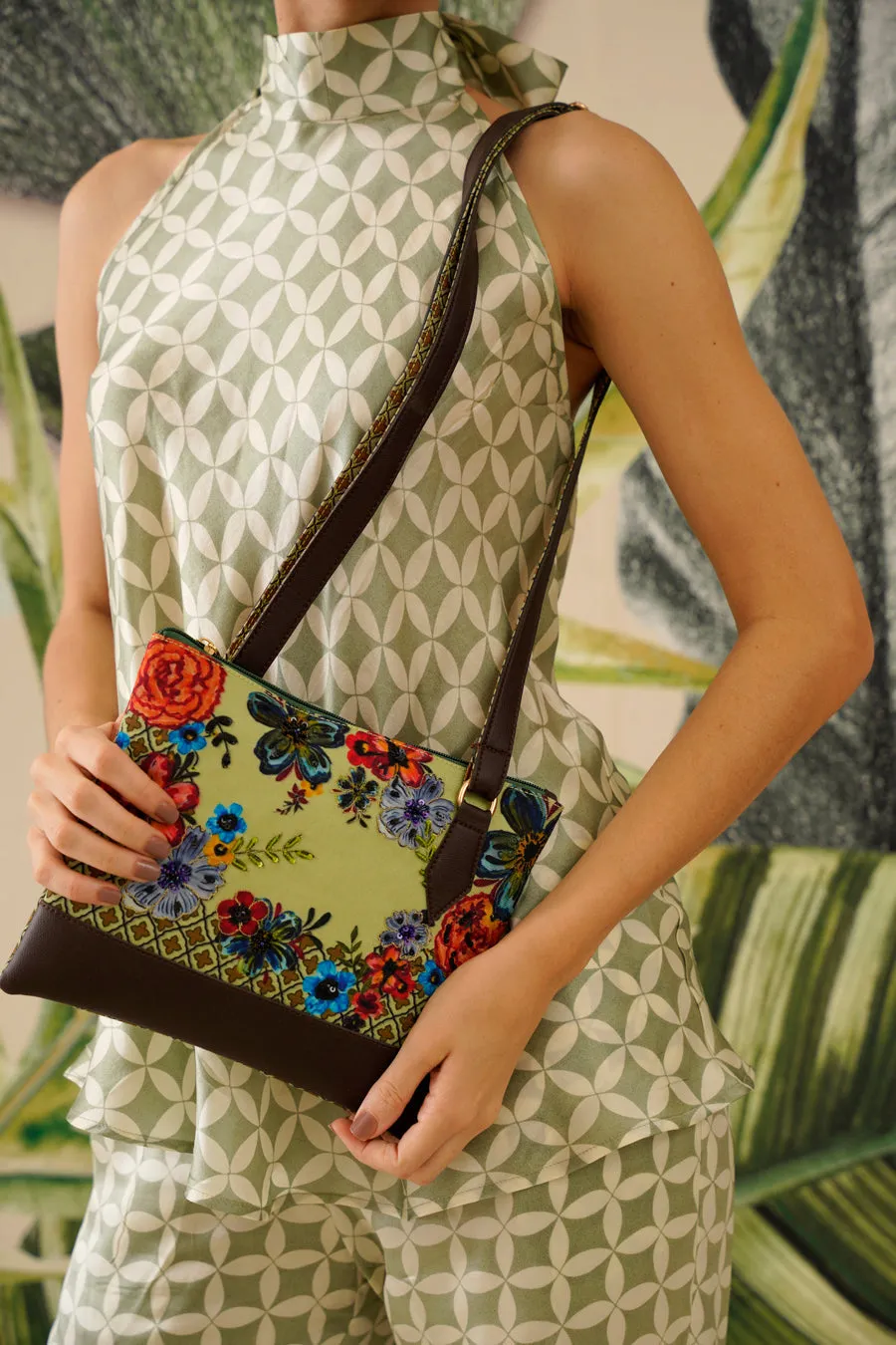 Vibrant Bloom Flat Sling Bag