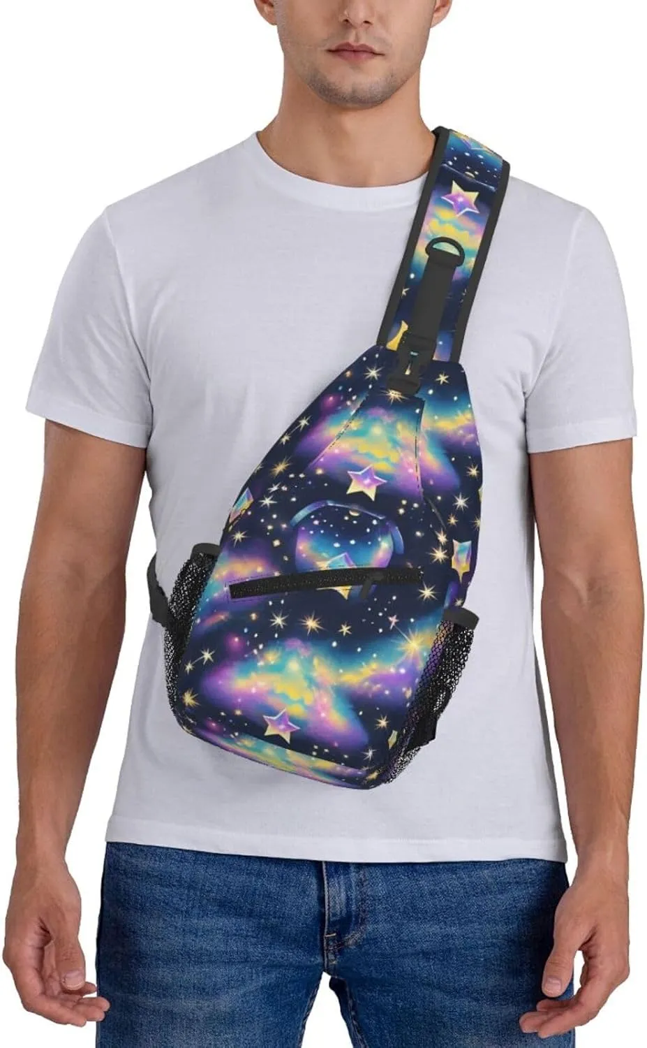 Vintage Floral Crossbody Bags Cross Chest Bag Adjustable Sling Backpack for Women Men